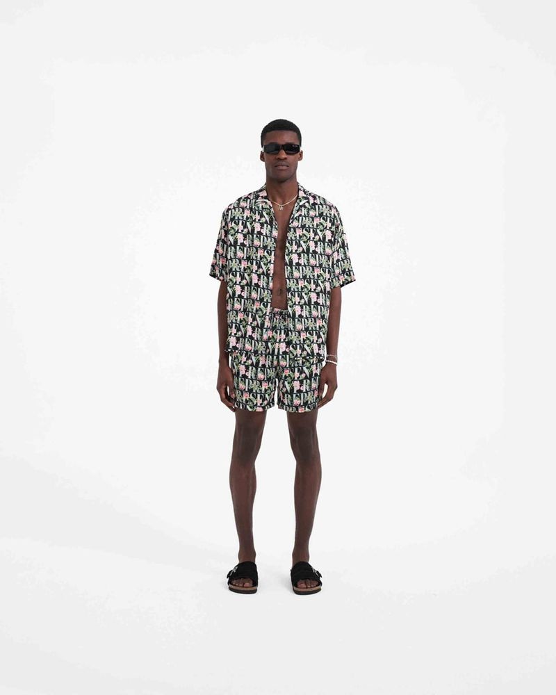 Men's Represent Floral Shirts Black | UK-ELQAM0419