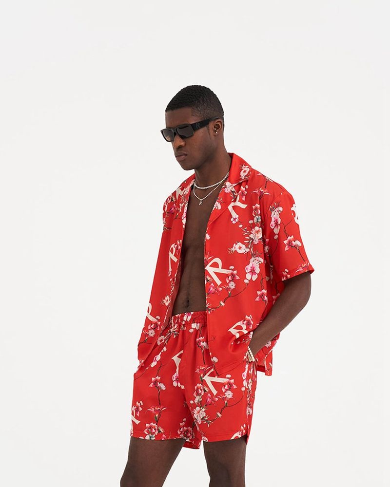 Men's Represent Floral Shirts Red | UK-JWYIT9387