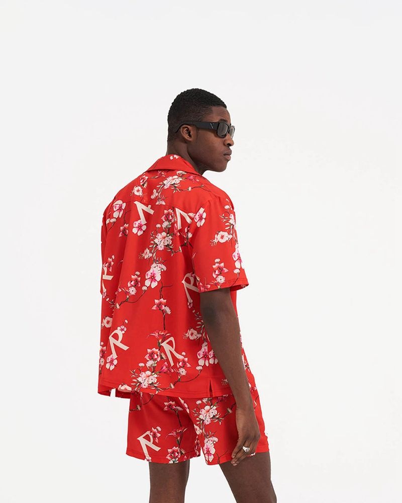 Men's Represent Floral Shirts Red | UK-JWYIT9387