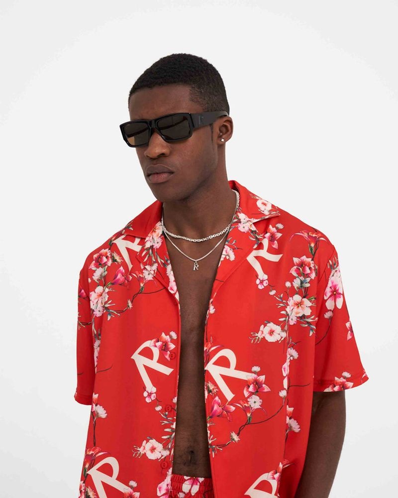 Men's Represent Floral Shirts Red | UK-JWYIT9387