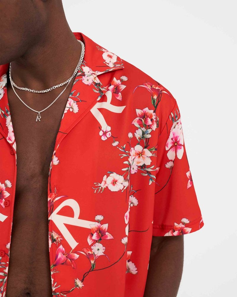 Men's Represent Floral Shirts Red | UK-JWYIT9387