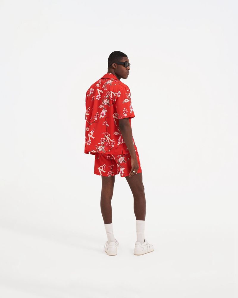 Men's Represent Floral Shirts Red | UK-JWYIT9387