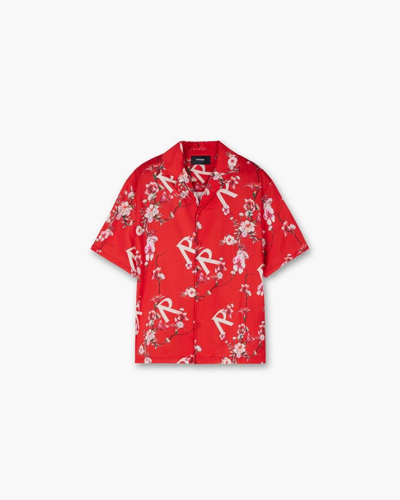 Men\'s Represent Floral Shirts Red | UK-JWYIT9387