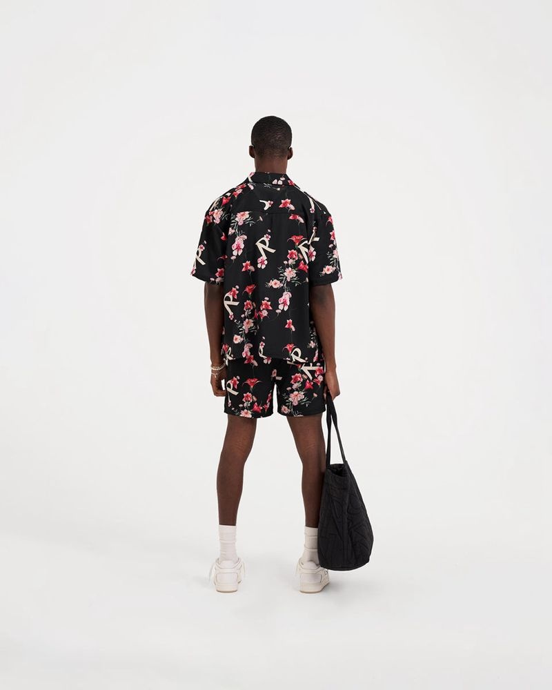 Men's Represent Floral Shorts Black | UK-YOIKU2597