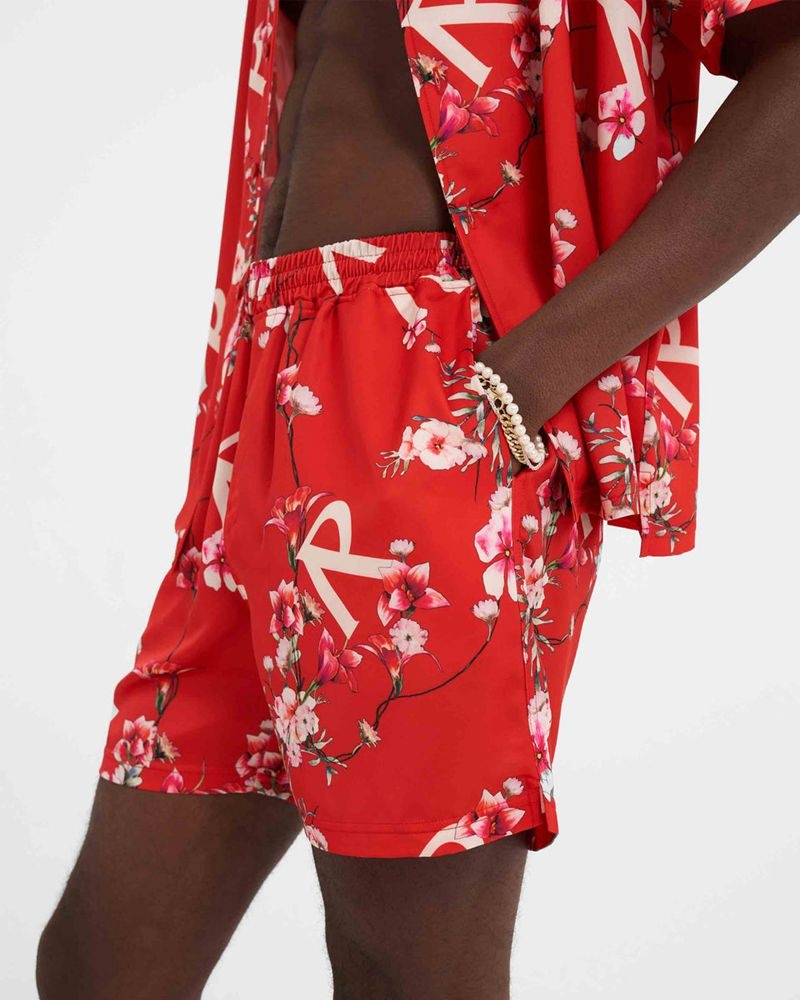 Men's Represent Floral Shorts Burnt Red | UK-FCRGA6725