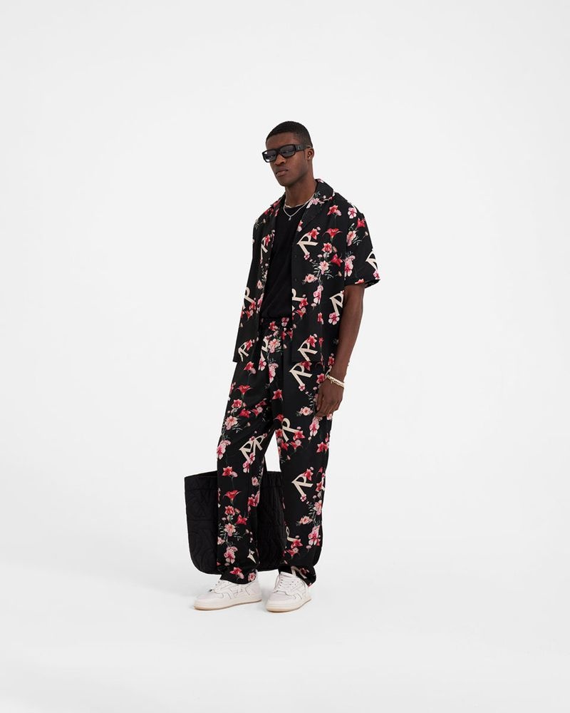 Men's Represent Floral Trousers Black | UK-VJYAN4250