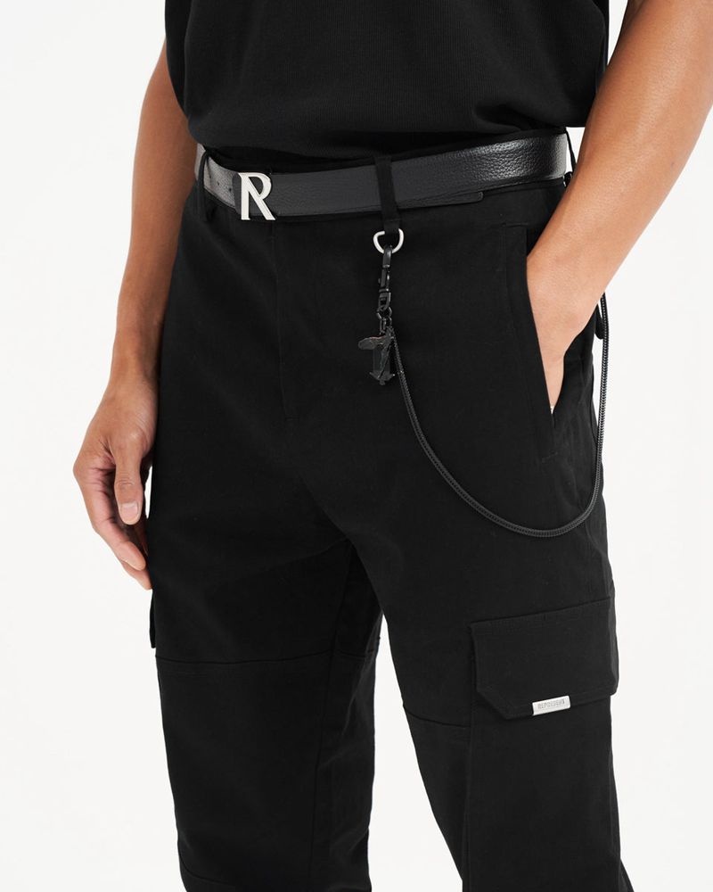 Men's Represent Fw22 Cargo Trousers Black | UK-RCFDY0713