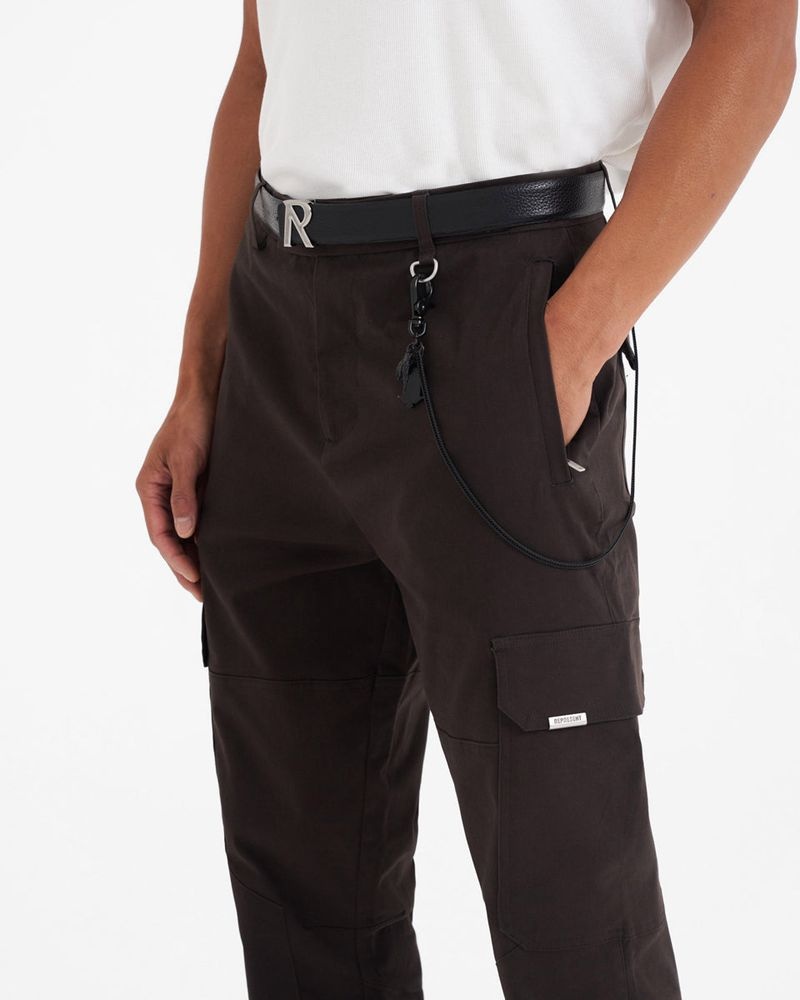 Men's Represent Fw22 Cargo Trousers Dark Brown | UK-BLEOS4157