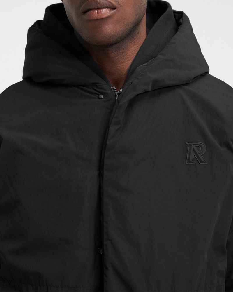 Men's Represent Hooded Puffer Jacket Black | UK-ERPHF2301