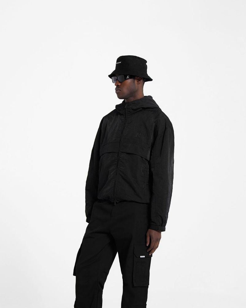 Men's Represent Hooded Track Jacket Black | UK-CSUZO1597