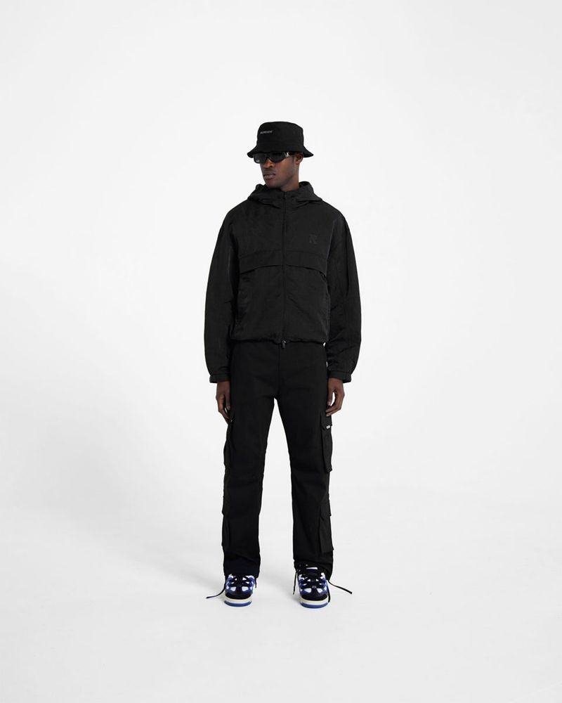 Men's Represent Hooded Track Jacket Black | UK-CSUZO1597