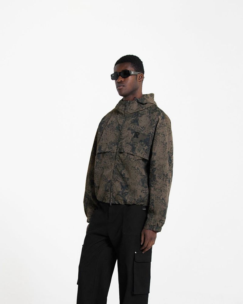 Men's Represent Hooded Track Jacket Camo | UK-CVIZM0852