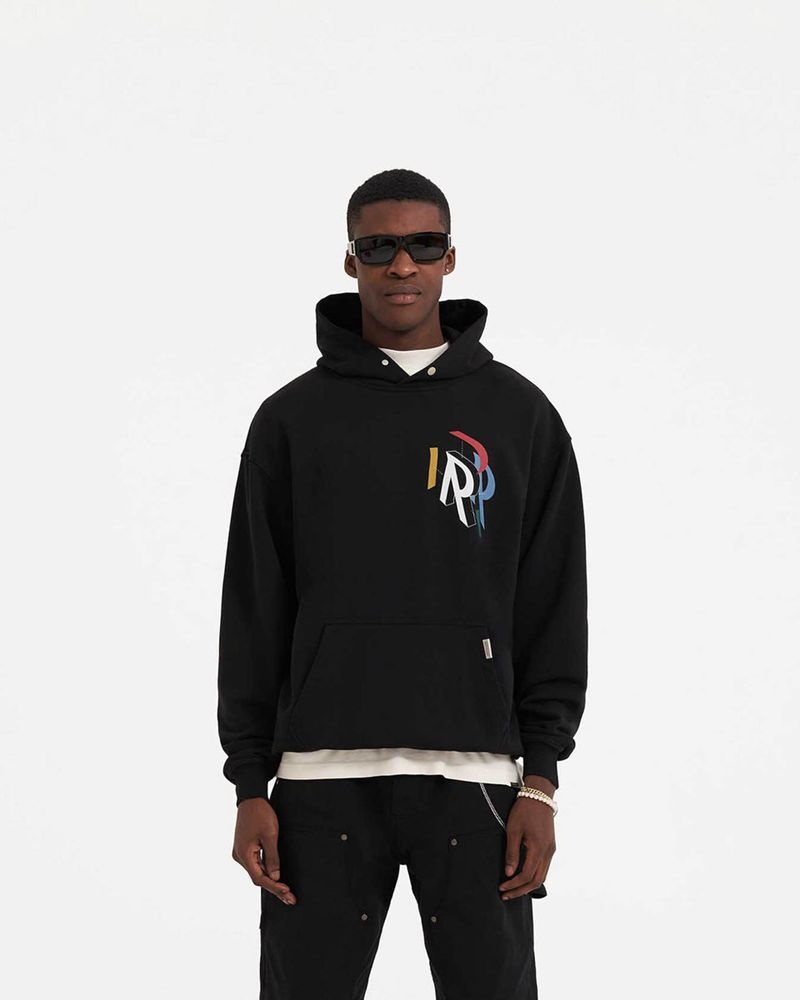 Men's Represent Initial Assembly Hoodie Black | UK-QVMNO5802