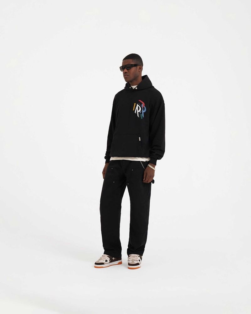 Men's Represent Initial Assembly Hoodie Black | UK-QVMNO5802