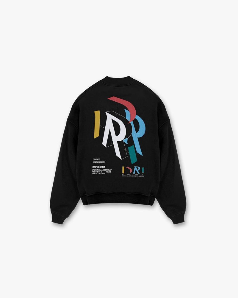 Men's Represent Initial Assembly Sweater Black | UK-WPNJB2486