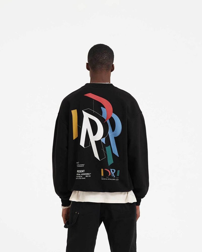 Men's Represent Initial Assembly Sweater Black | UK-WPNJB2486