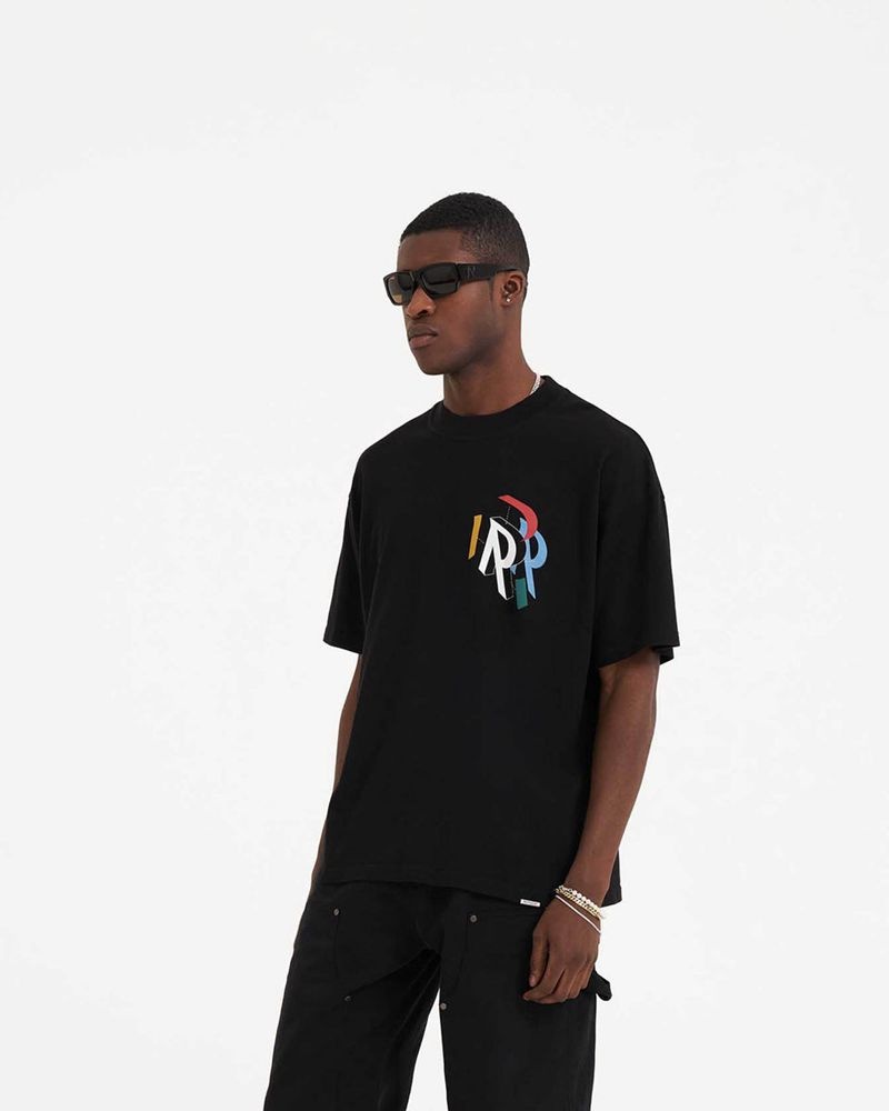 Men's Represent Initial Assembly T-Shirt Black | UK-KTLHI9167