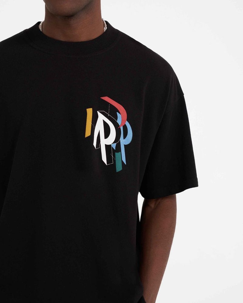 Men's Represent Initial Assembly T-Shirt Black | UK-KTLHI9167