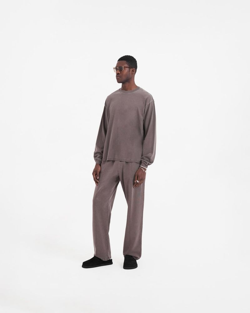 Men's Represent Initial Long Sleeve T-Shirt Taupe | UK-ZPURE5746