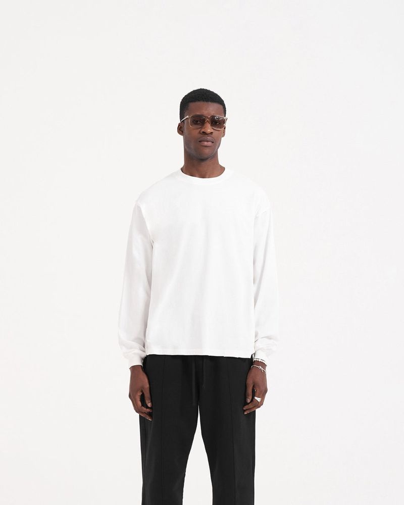 Men's Represent Initial Long Sleeve T-Shirt White | UK-APDTC6234