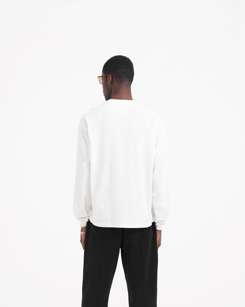 Men's Represent Initial Long Sleeve T-Shirt White | UK-APDTC6234