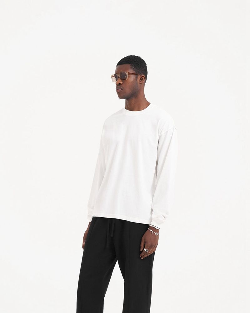 Men's Represent Initial Long Sleeve T-Shirt White | UK-APDTC6234