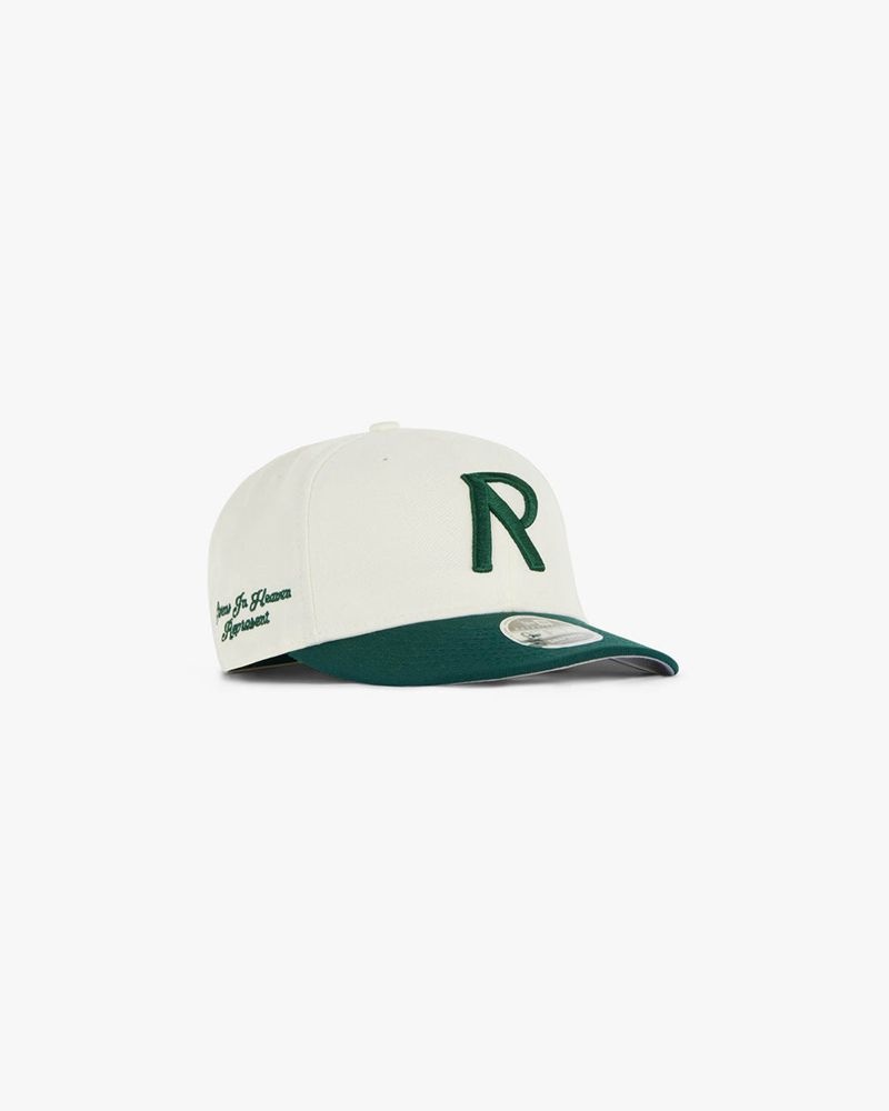 Men's Represent Initial New Era Retro Crown 9fifty Cap Cream / Green | UK-BHVJK6825