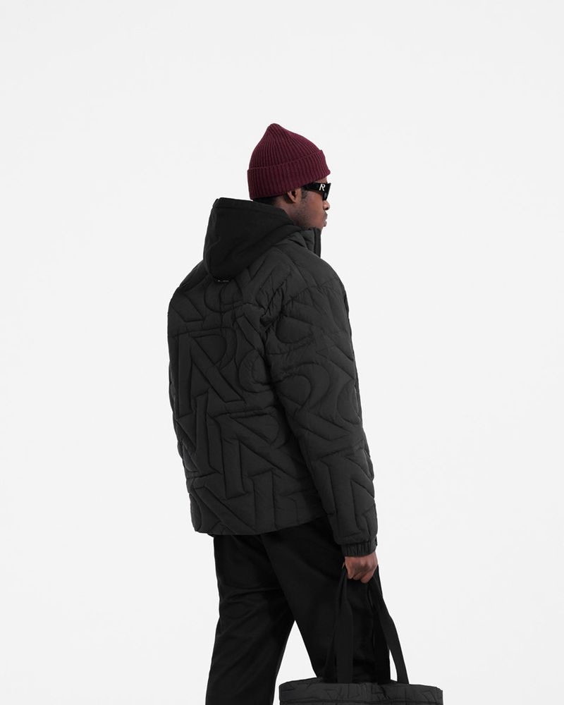 Men's Represent Initial Puffer Jacket Black | UK-ZFTQO1743