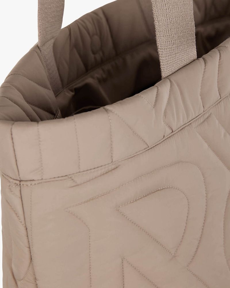 Men's Represent Initial Quilted Tote Bag Taupe | UK-SJPCR1486