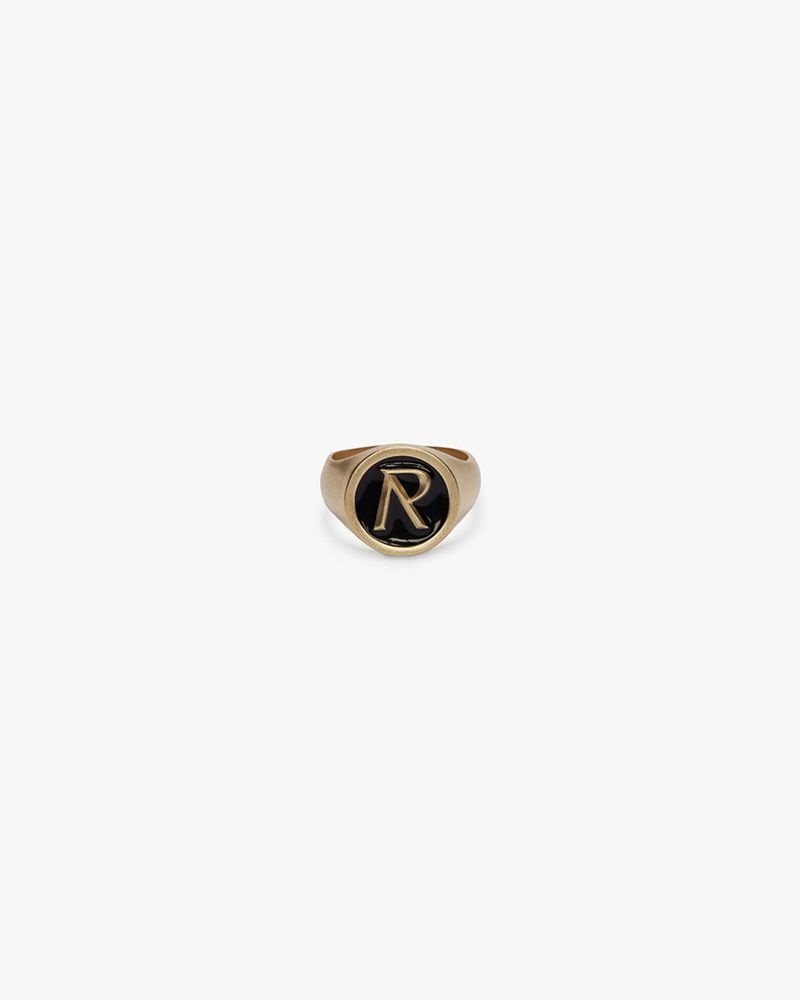 Men's Represent Initial Signet Ring Gold | UK-TSVIG6512