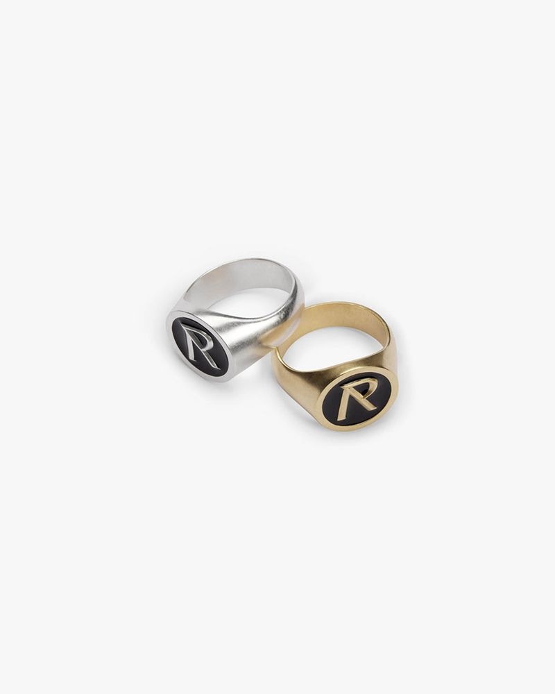 Men's Represent Initial Signet Ring Gold | UK-TSVIG6512