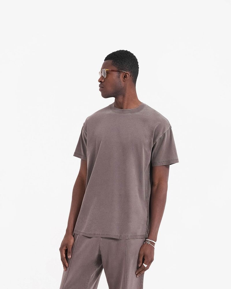 Men's Represent Initial T-Shirt Taupe | UK-CSGLK7968