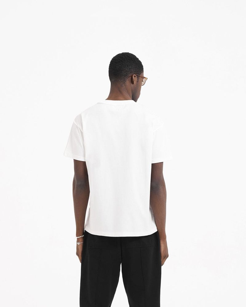 Men's Represent Initial T-Shirt White | UK-JKVGP1746