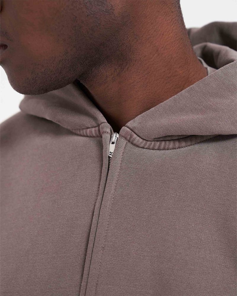 Men's Represent Initial Zip Hoodie Taupe | UK-WEPRB1936