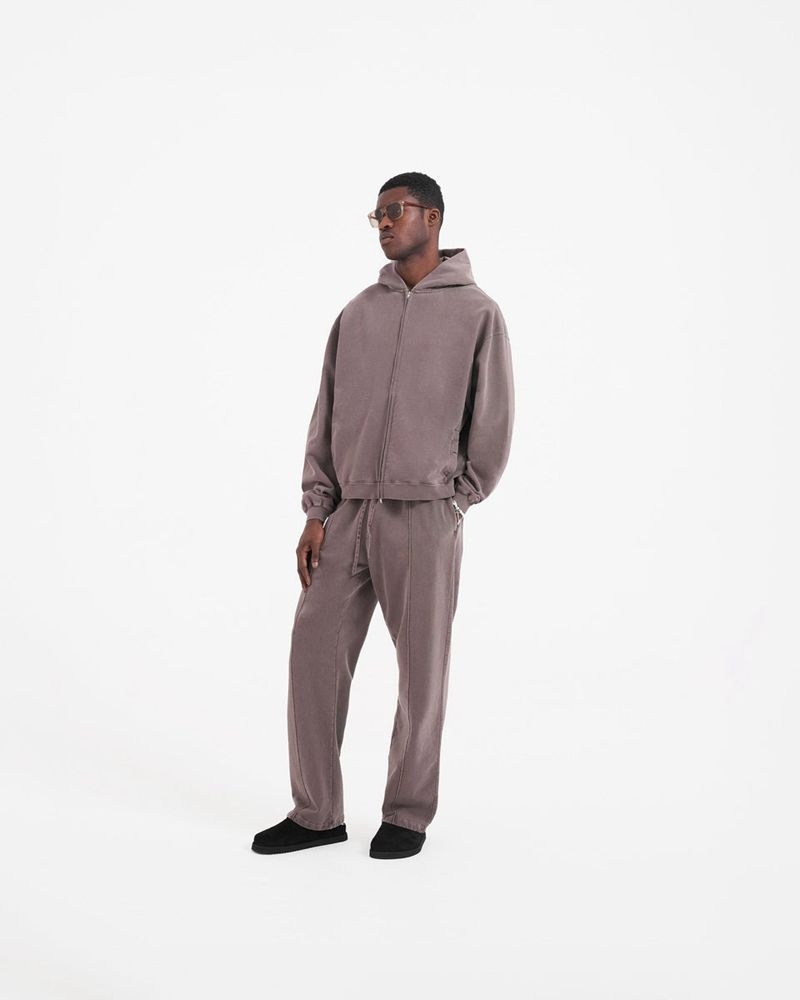 Men's Represent Initial Zip Hoodie Taupe | UK-WEPRB1936