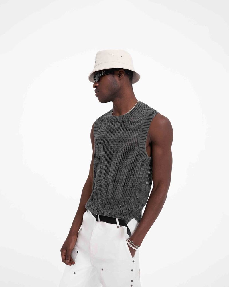 Men's Represent Knitted Tank Top Dark Grey | UK-QGKRP9631