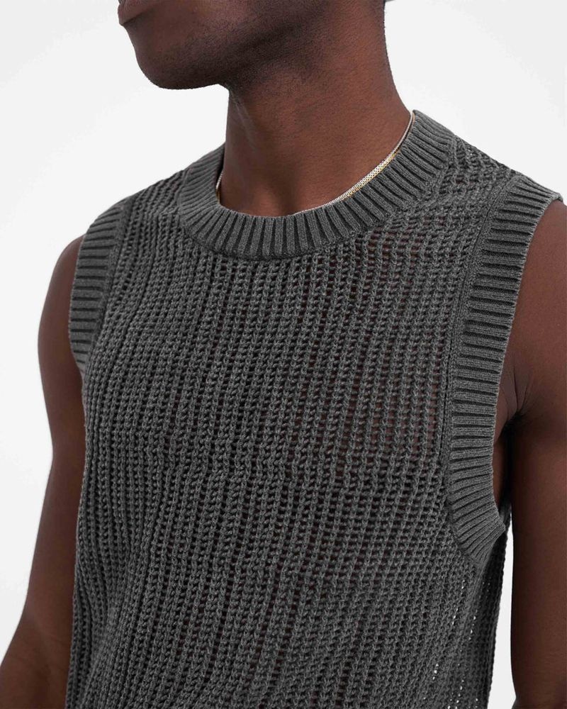 Men's Represent Knitted Tank Top Dark Grey | UK-QGKRP9631