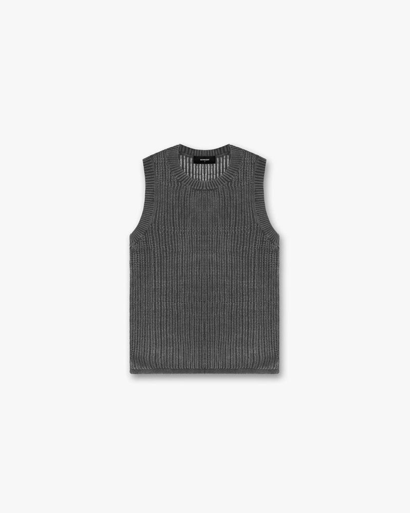 Men\'s Represent Knitted Tank Top Dark Grey | UK-QGKRP9631