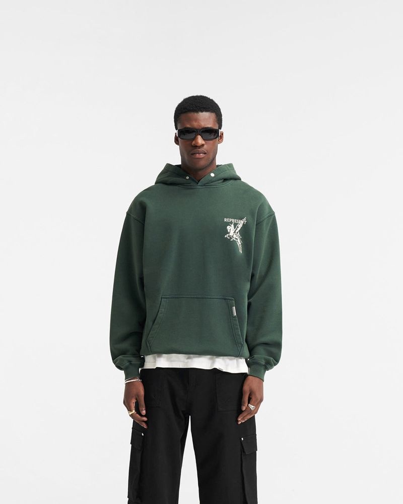 Men's Represent Mascot Hoodie Green | UK-YDVCL5208