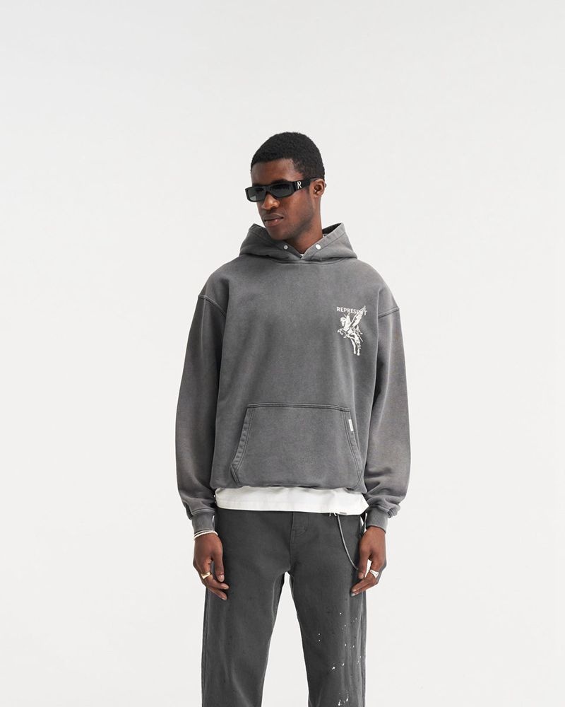 Men's Represent Mascot Hoodie Grey | UK-FLCUI0681