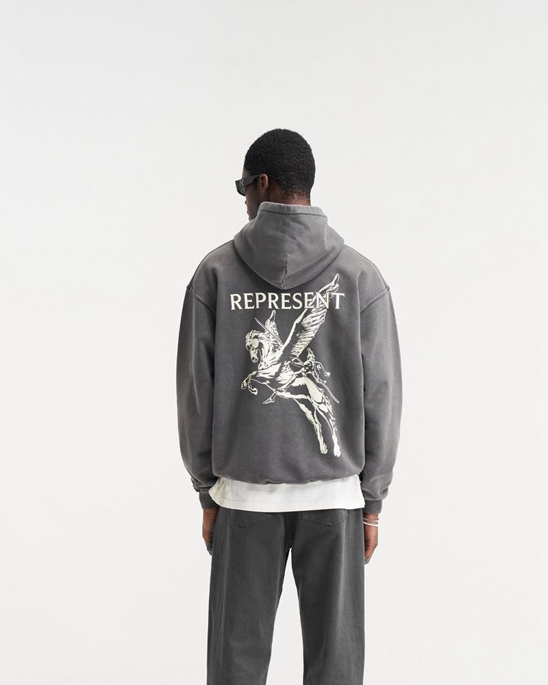 Men's Represent Mascot Hoodie Grey | UK-FLCUI0681