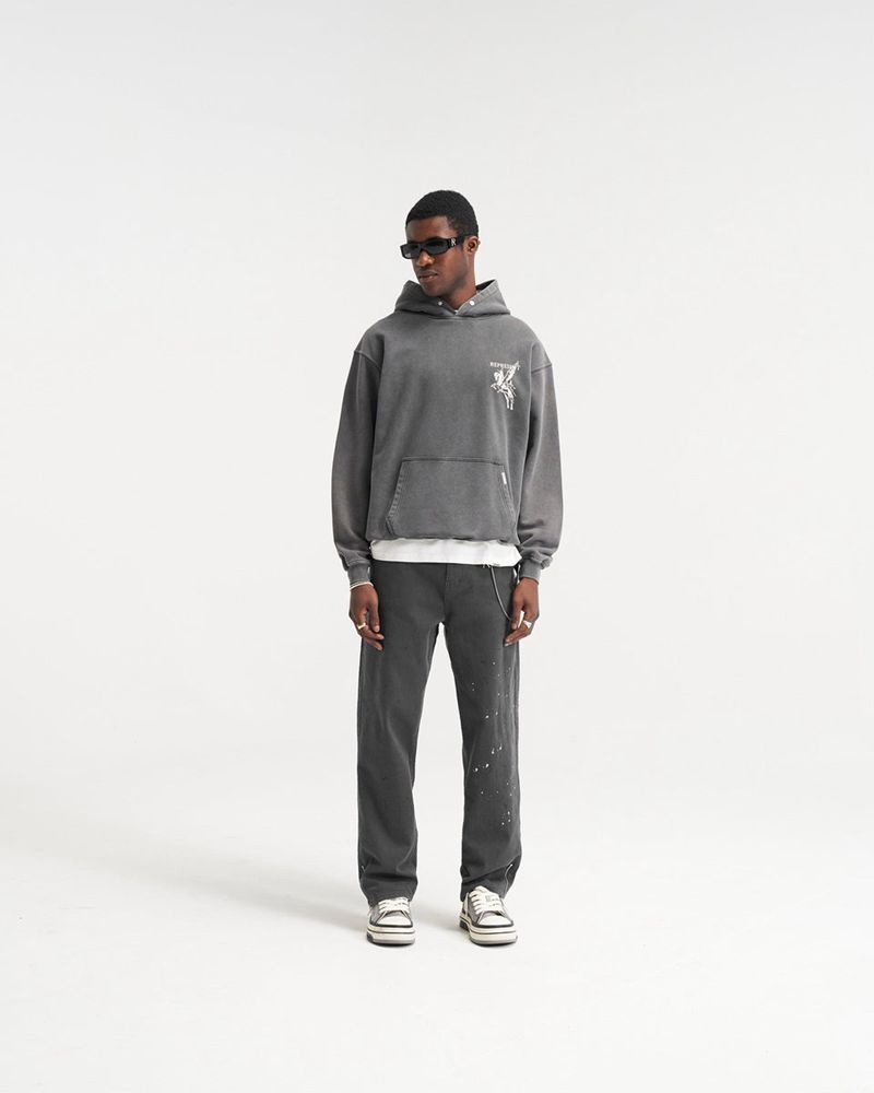 Men's Represent Mascot Hoodie Grey | UK-FLCUI0681