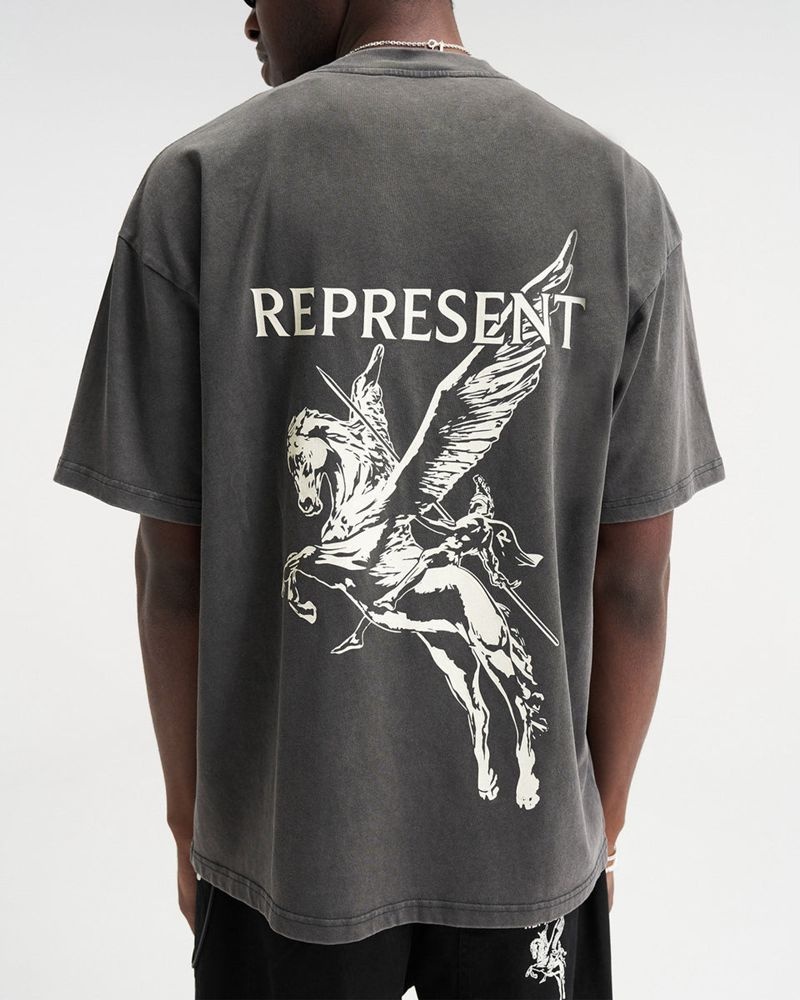 Men's Represent Mascot T-Shirt Grey | UK-RBYHW4827