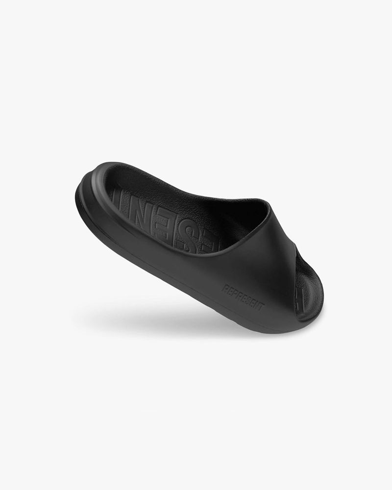 Men's Represent Matte Finish Slides Black | UK-URCPI2638