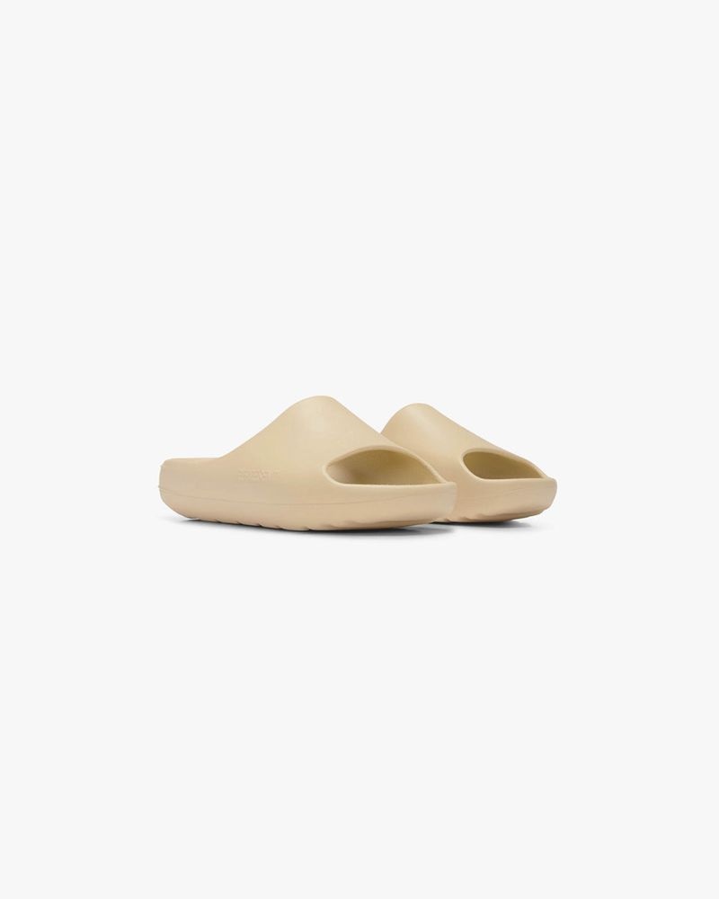 Men's Represent Matte Finish Slides Taupe | UK-ETDUF1076