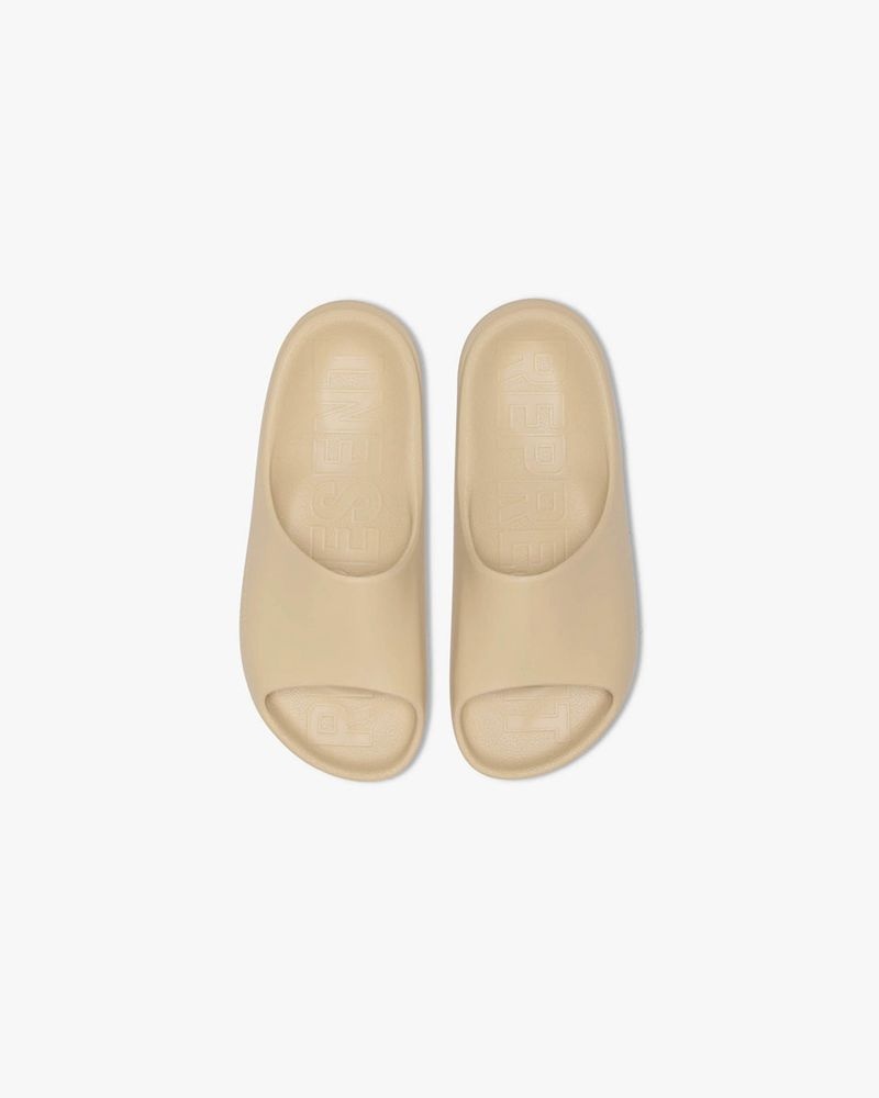 Men's Represent Matte Finish Slides Taupe | UK-ETDUF1076