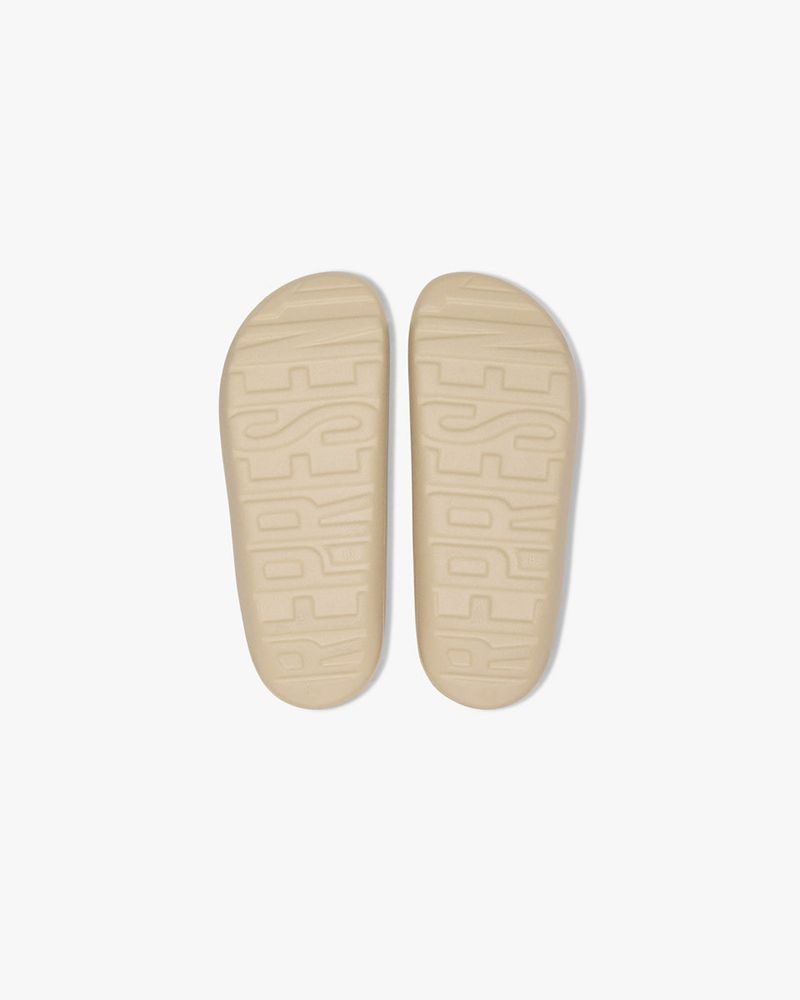 Men's Represent Matte Finish Slides Taupe | UK-ETDUF1076