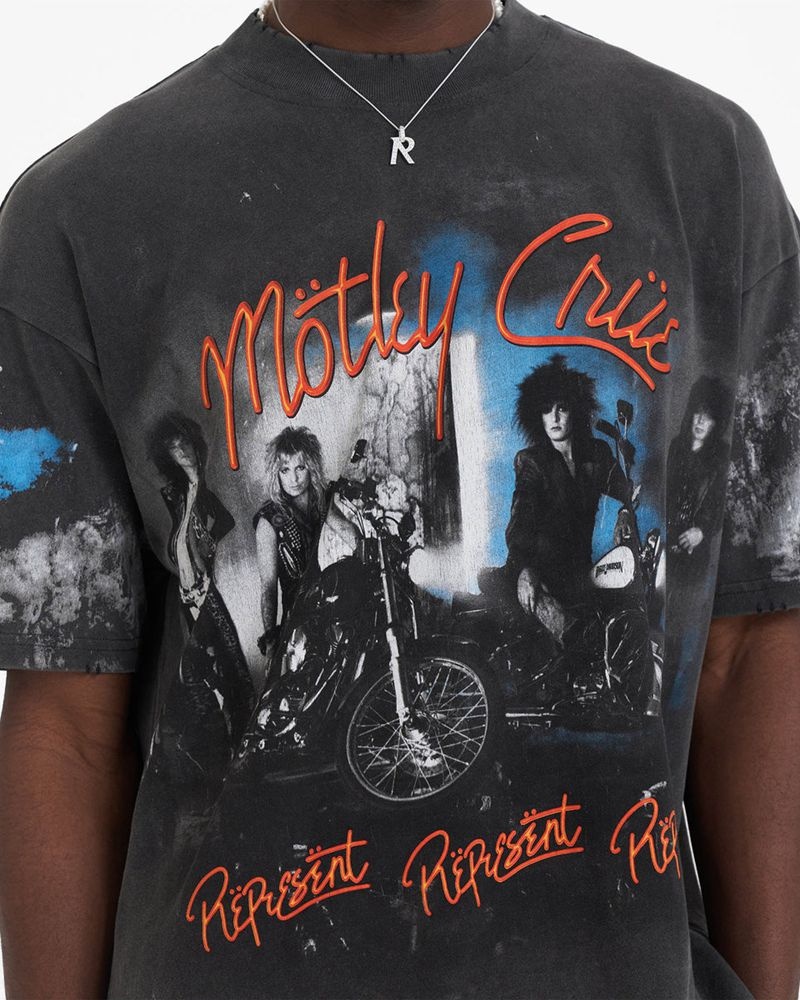 Men's Represent Motley Crue Bad Boys T-Shirt Grey Multicolor | UK-EWRIX4215