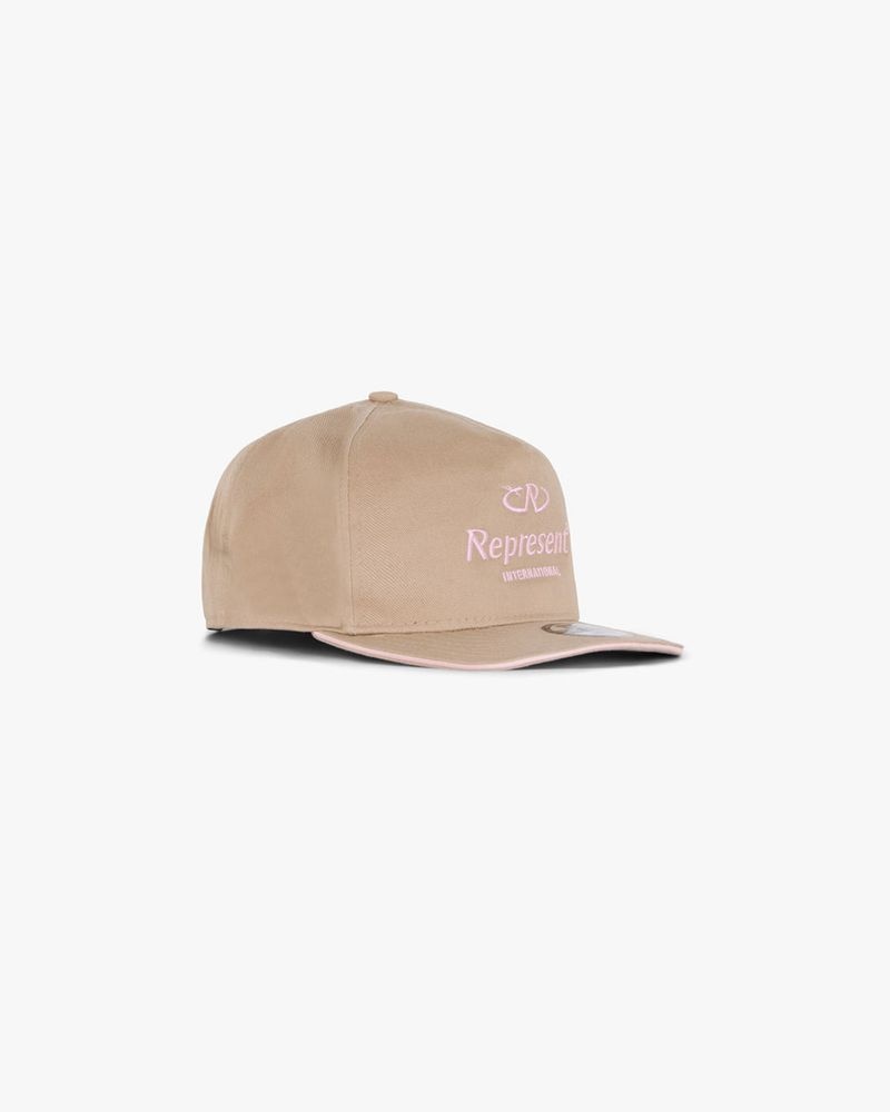 Men's Represent New Era International Golfer Hat Khaki | UK-VHBXC6371