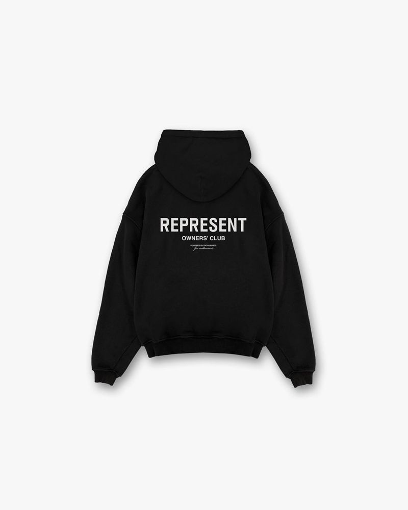 Men's Represent Owners Club Hoodie Black | UK-TJRBG1982